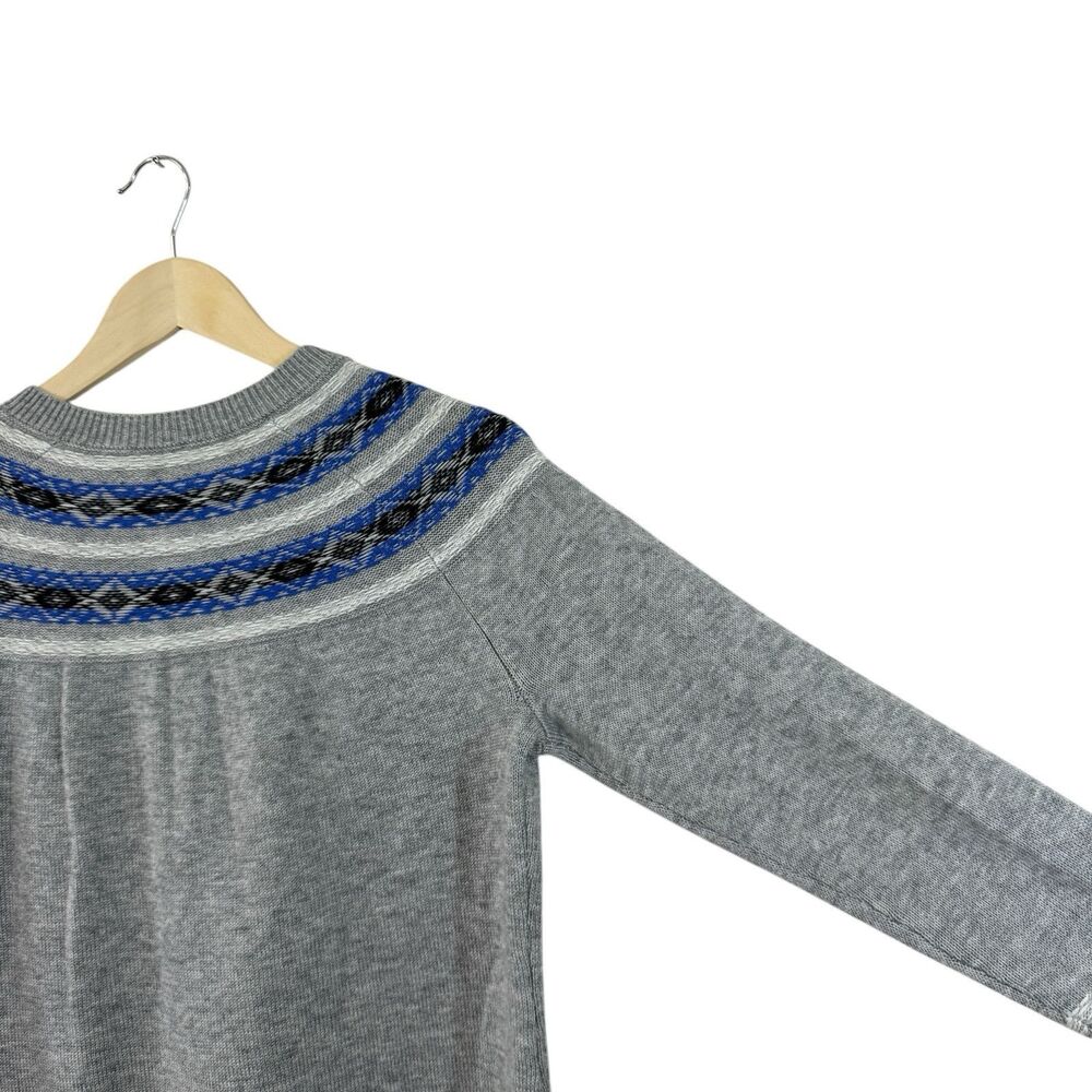Talbots Petites Medium MP Cardigan Sweater Nylon Lambswool Gray Fair Isle Womens - Picture 13 of 14
